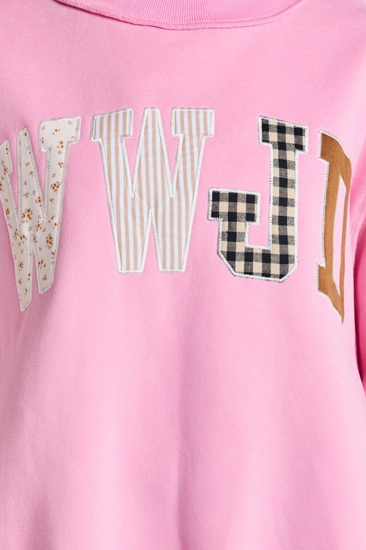 WWJD Embroidered Mock Neck Sweatshirt