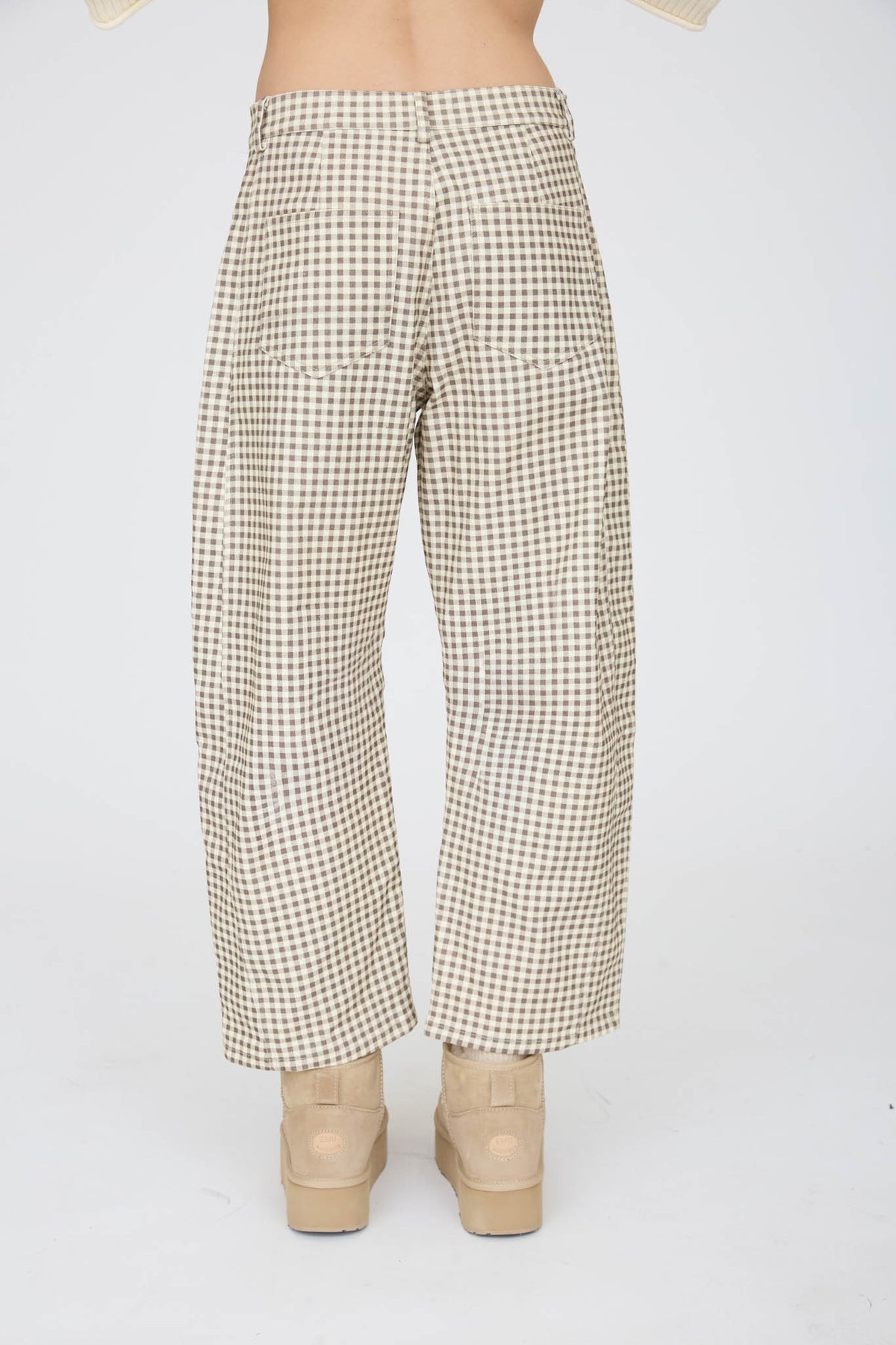 J6FP1003 Gingham Barrel Pants