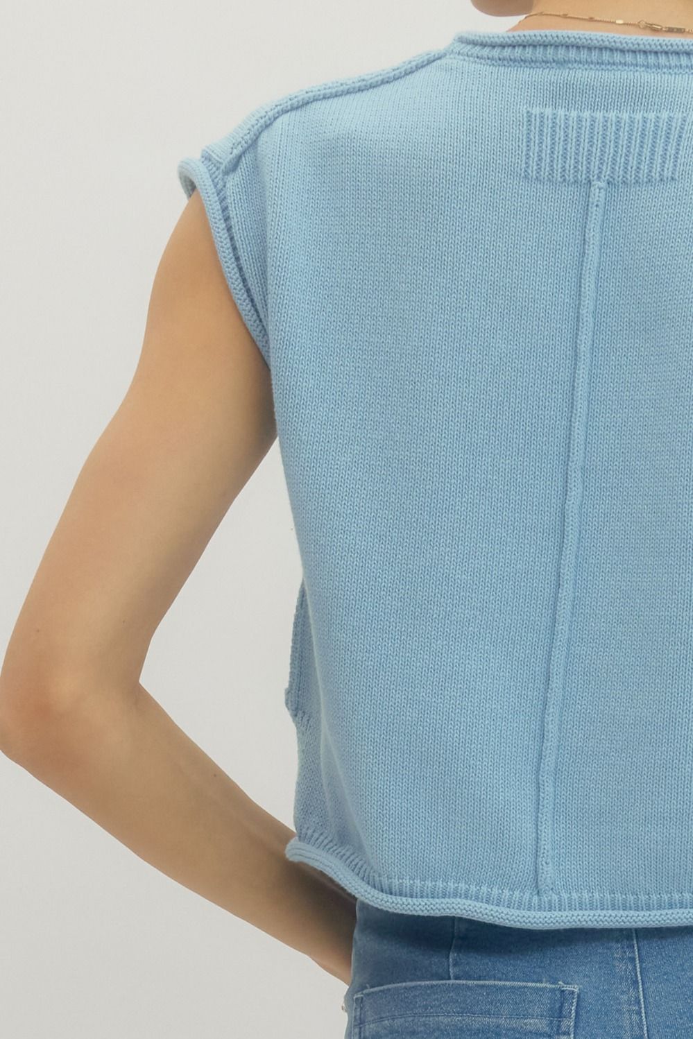 T29184 Solid Cap Sleeve Top