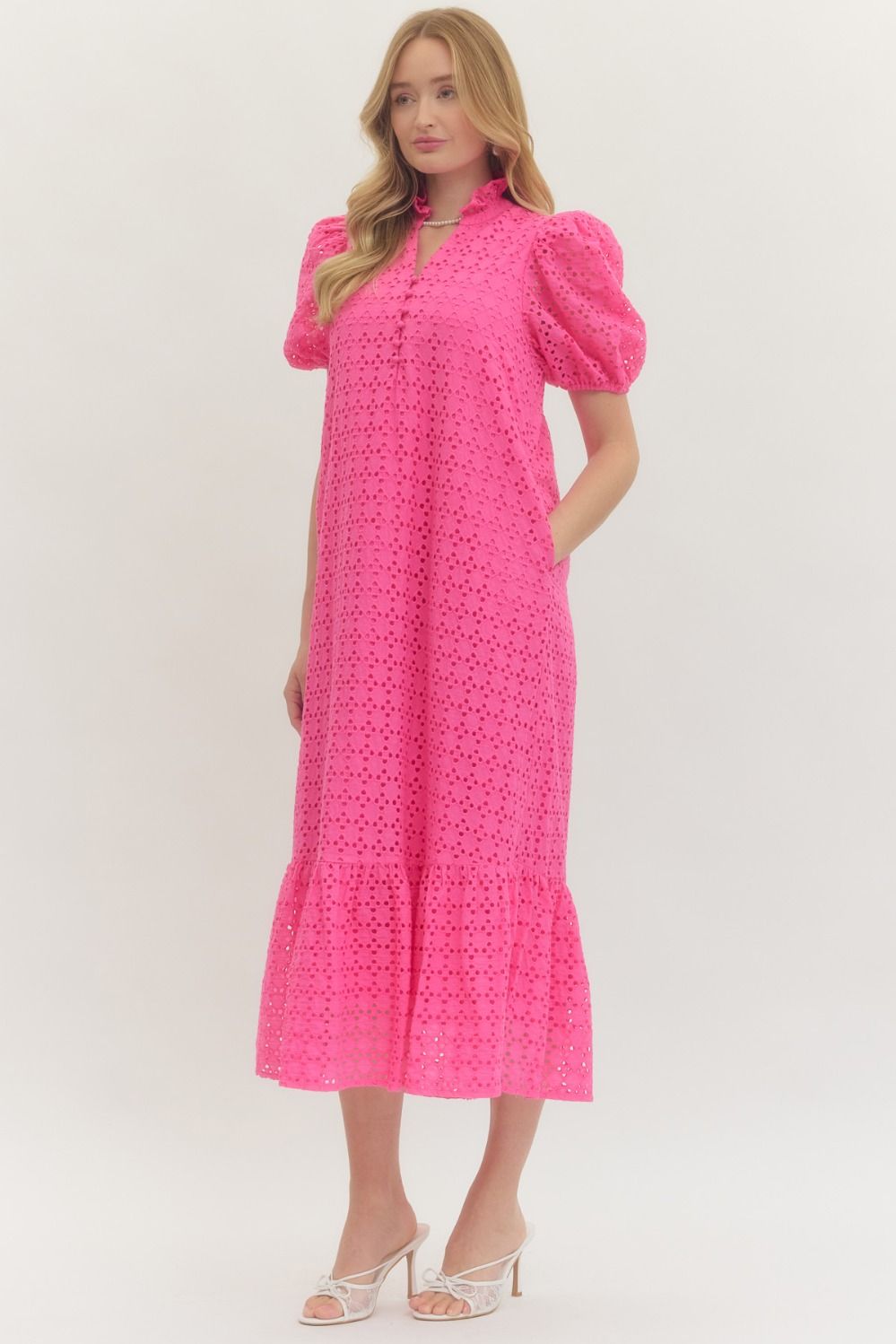 D29377 Eyelet Midi Dress