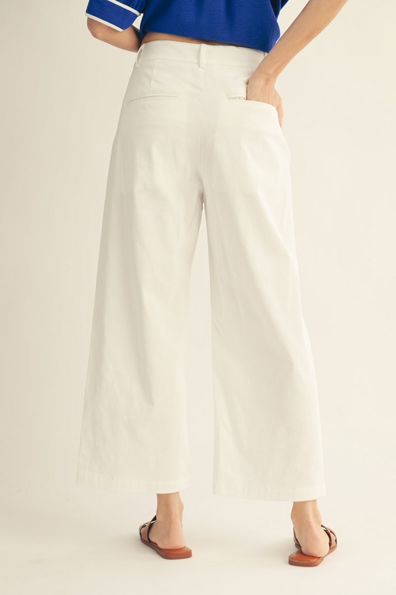 H50021 Scallop Pocket Detail Wide Leg Pants
