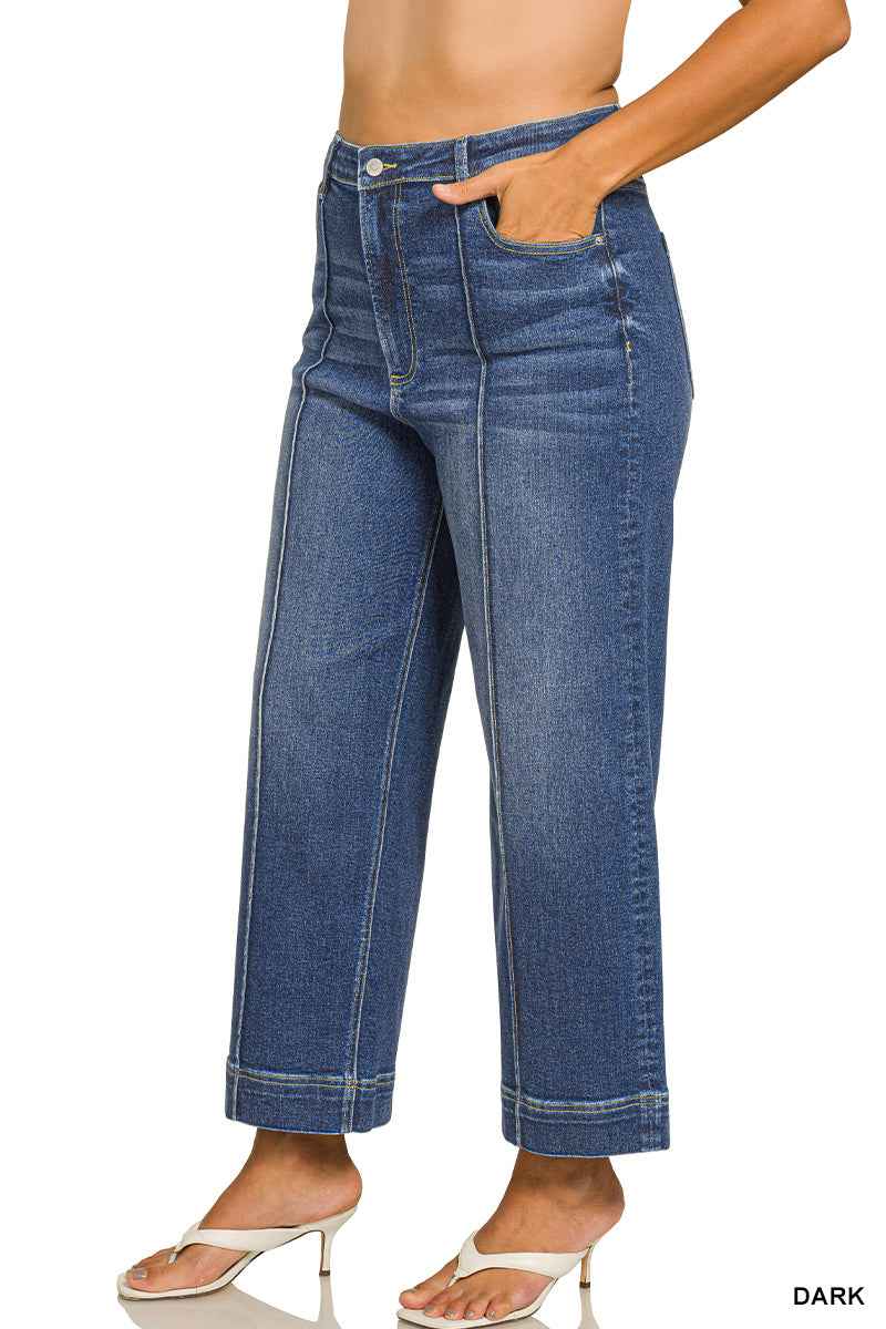 DYP-9558DDX Curvy Wide Leg Pintuck Denim Jeans