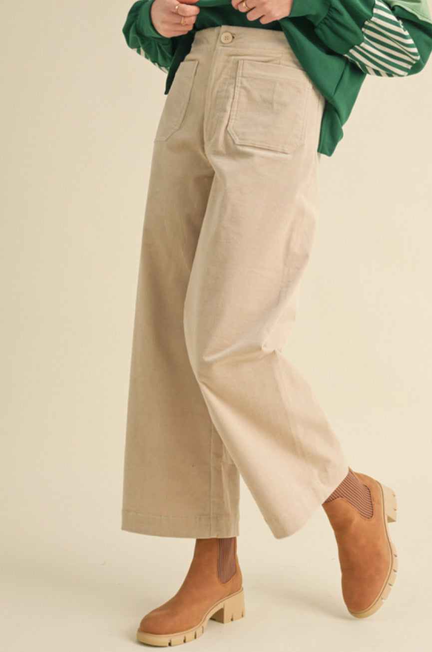 H40228-1 Solid Wide Pants