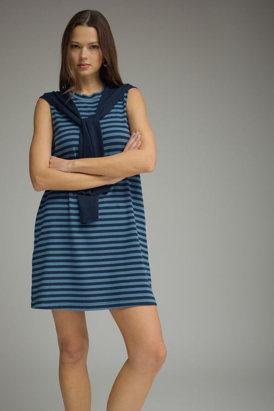 D32703 Sweater Overlay Detail Mini Dress
