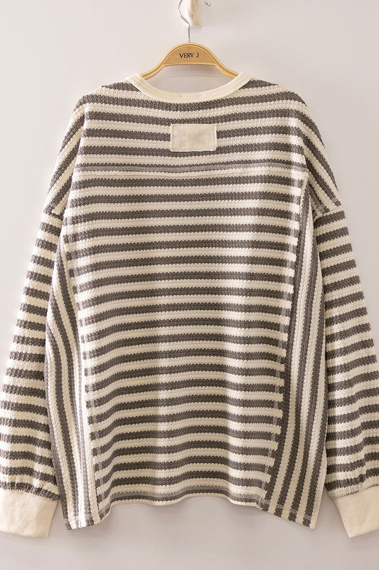 NT12742 Waffle Knit Stripe Top