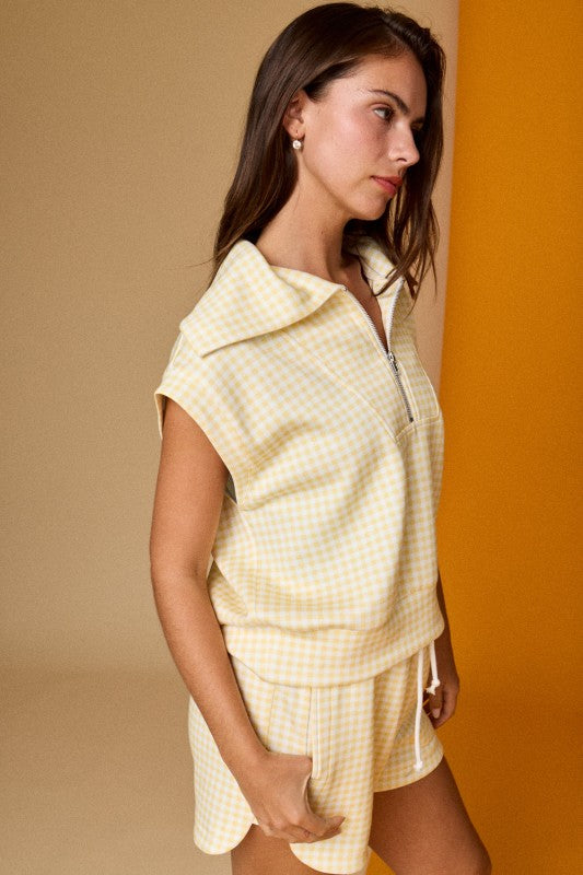 PX17846-3 Gingham Sleeveless Set