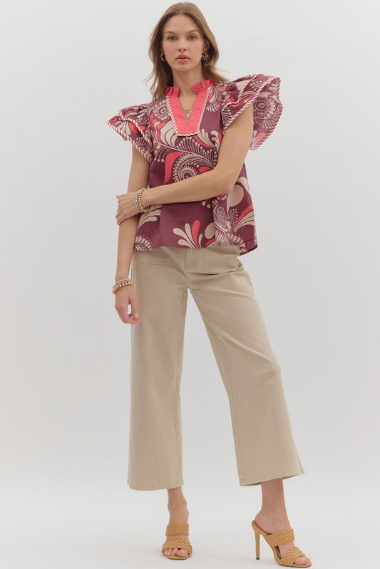 T27145 Paisley Print Top