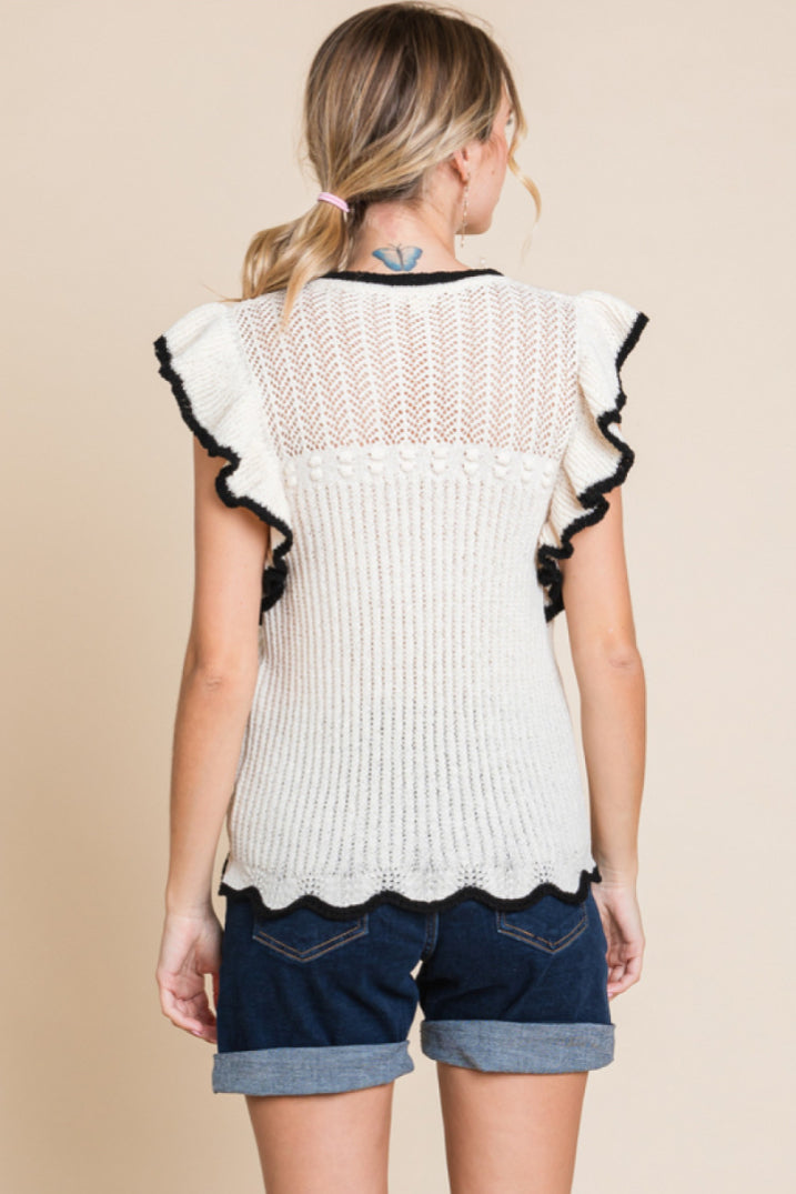 H10662 Textured Sweater Top