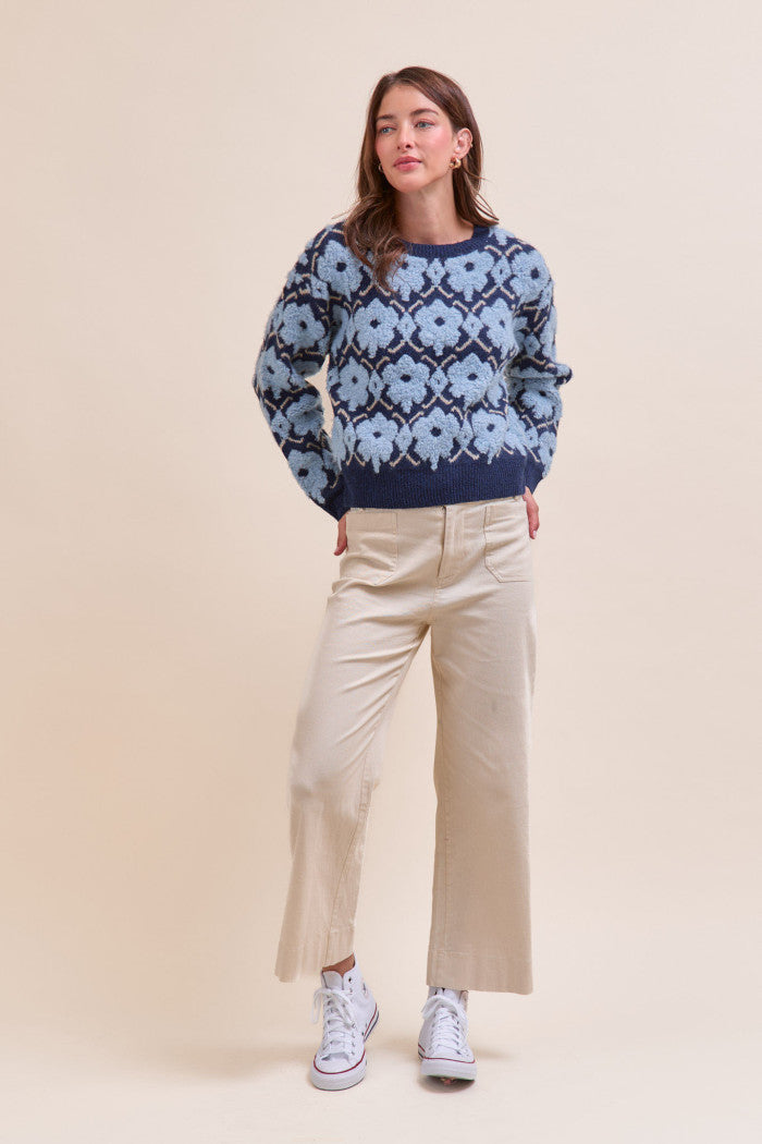 MSW11198 Fuzzy Floral Sweater