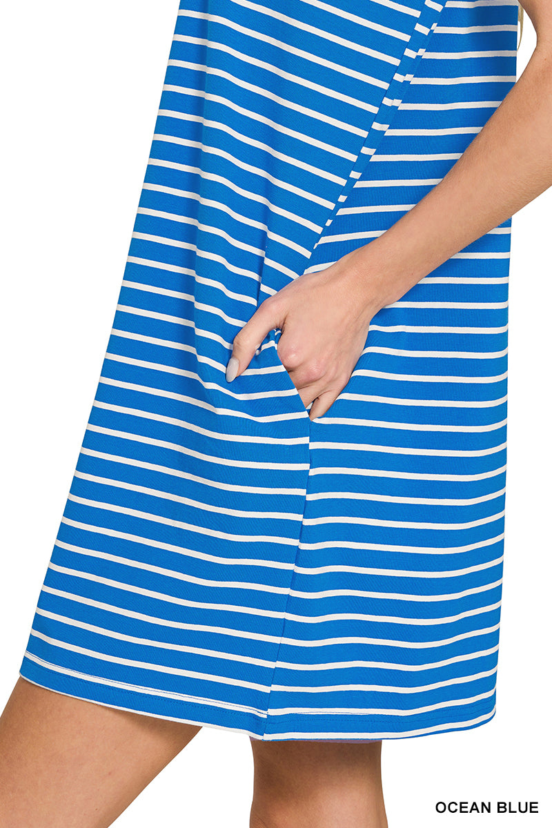 CD-3554Y Striped T-Shirt Dress