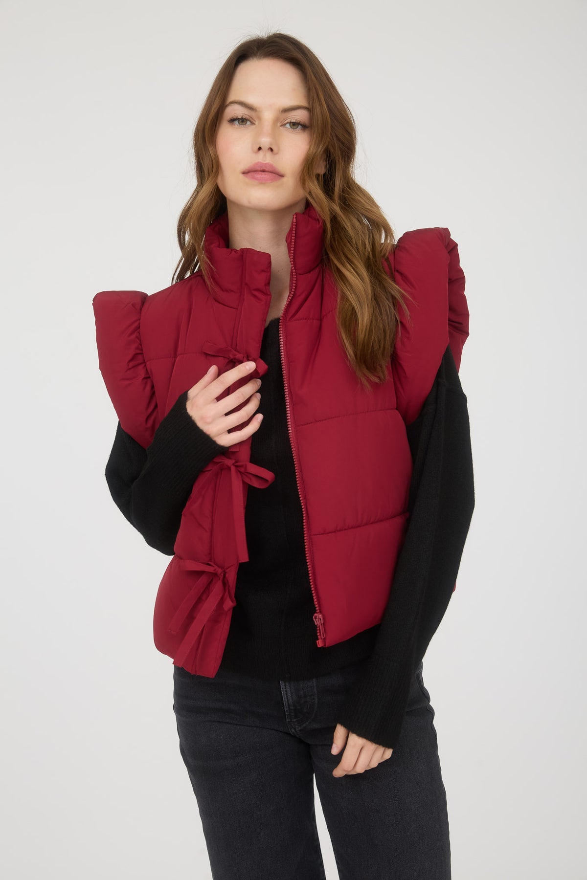 CR2685 Bow Detail Puffer Vest