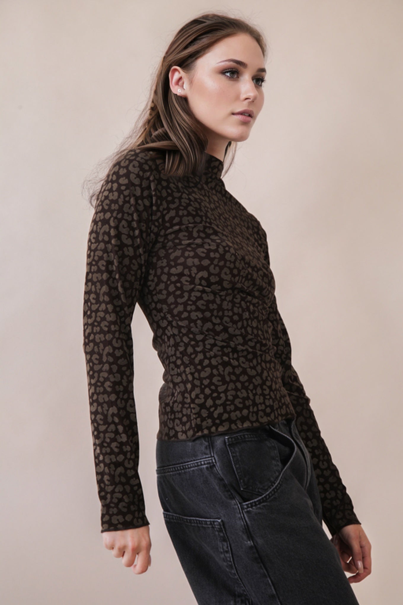 NT12375 Leopard and Stone Fitted Top