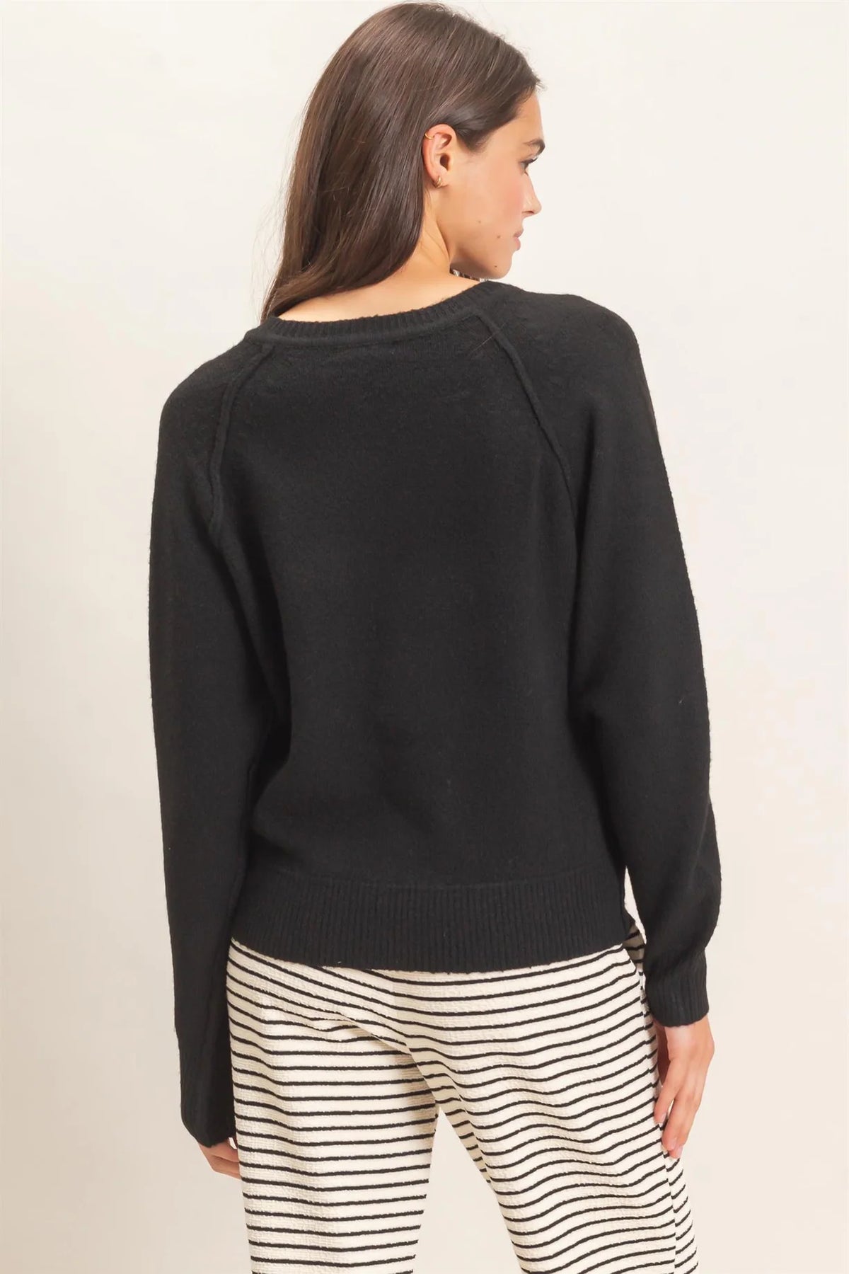 HF26E152 Button Front Raglan Sweater