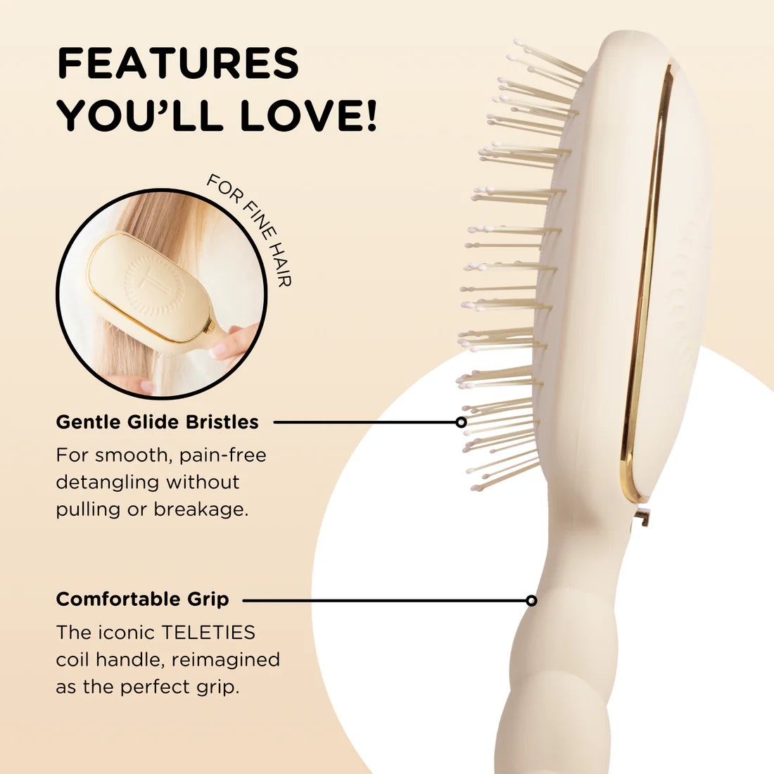 TELETIES Detangler Hair Brush for Fine Hair