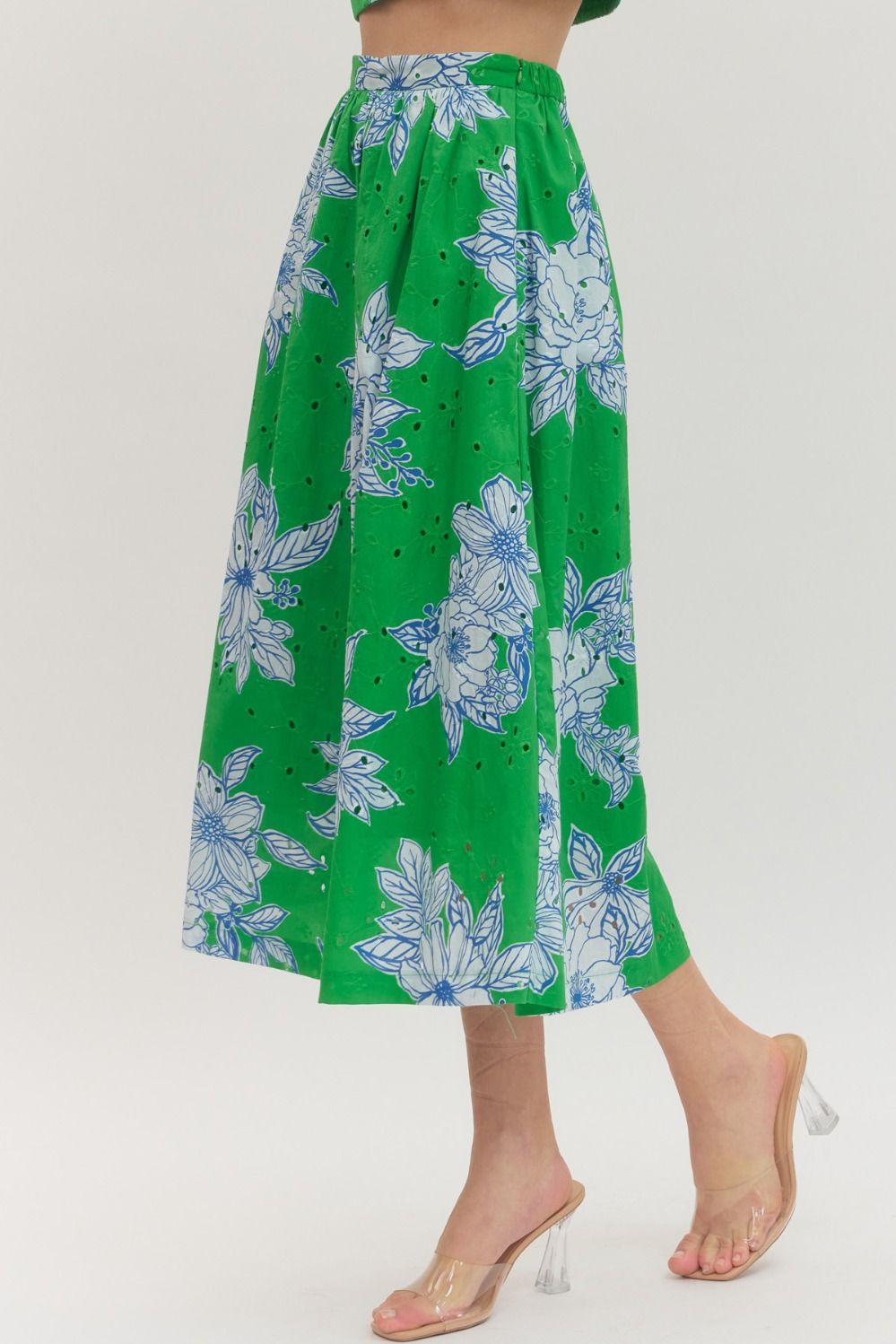 S30833 Botanical Print Midi Skirt