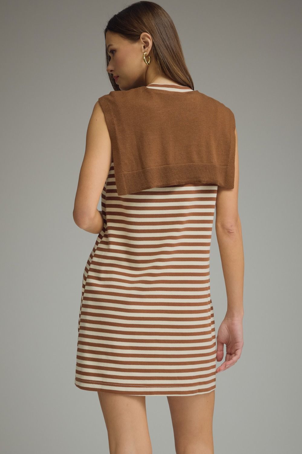D32703 Sweater Overlay Detail Mini Dress