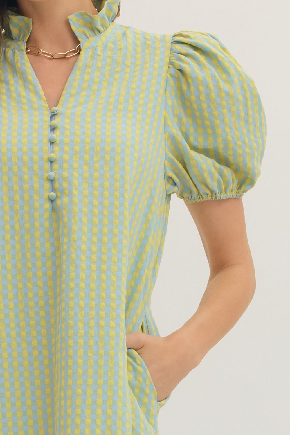 D32038 Gingham Midi Dress