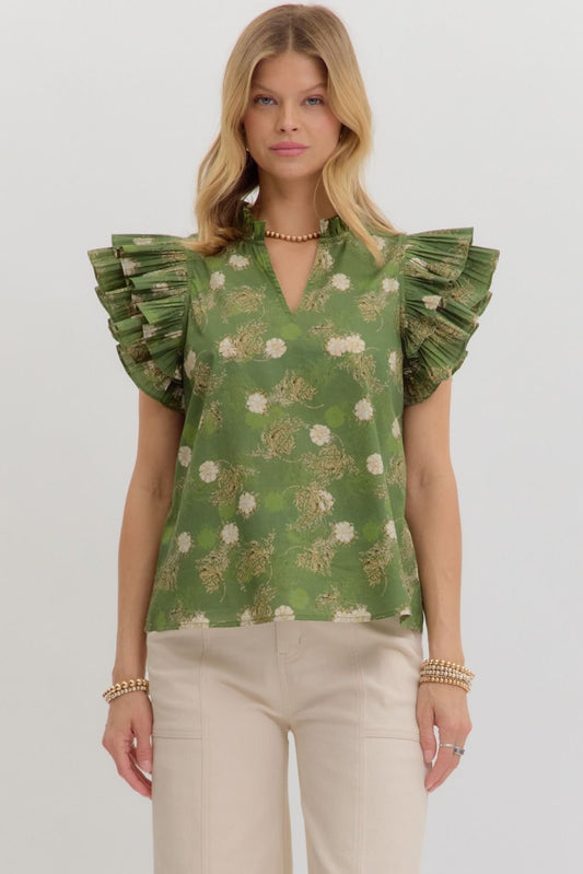 T27239 Vintage Floral Print Top