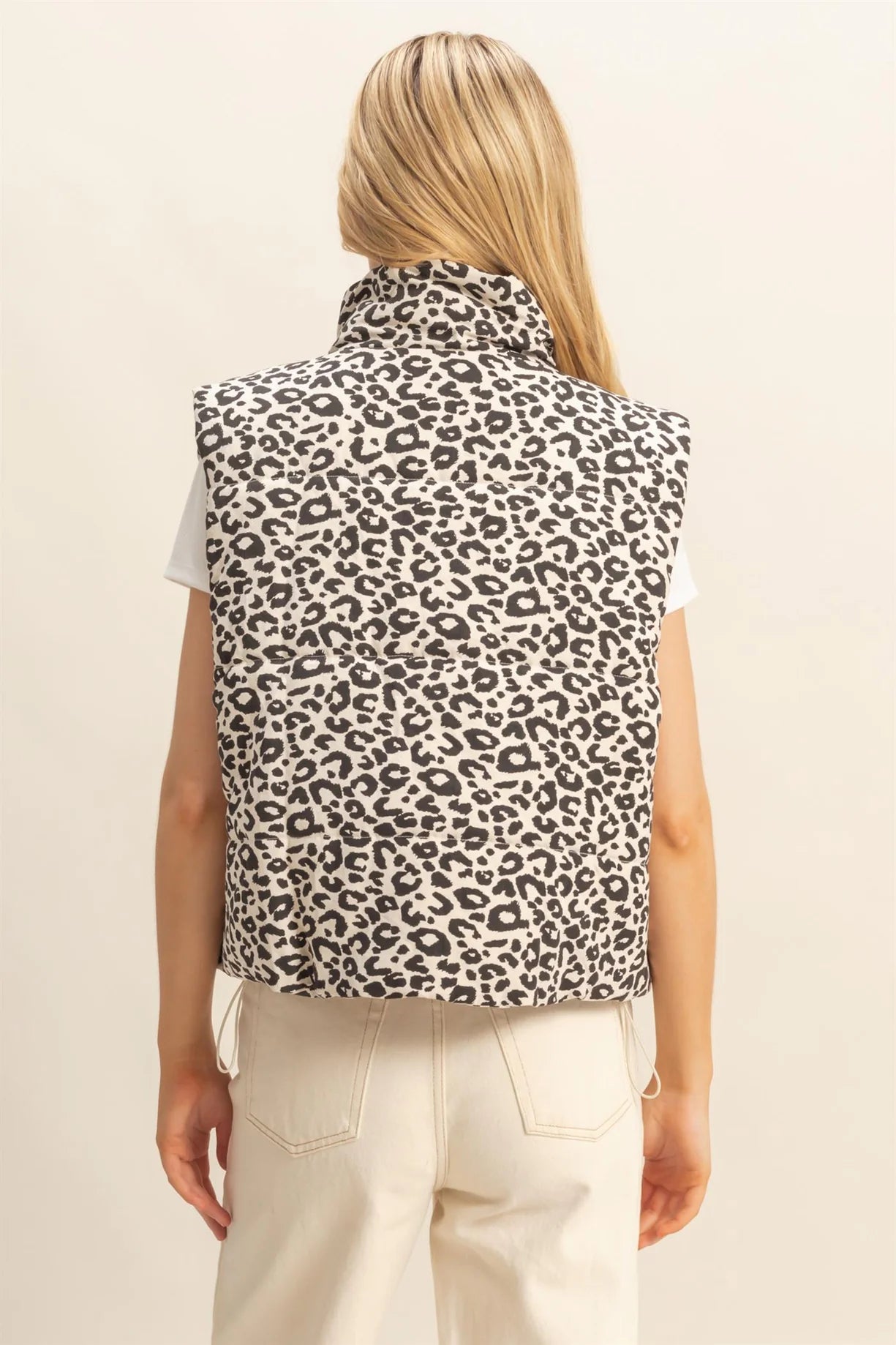 HF25E691 Leopard Print Puffer Vest