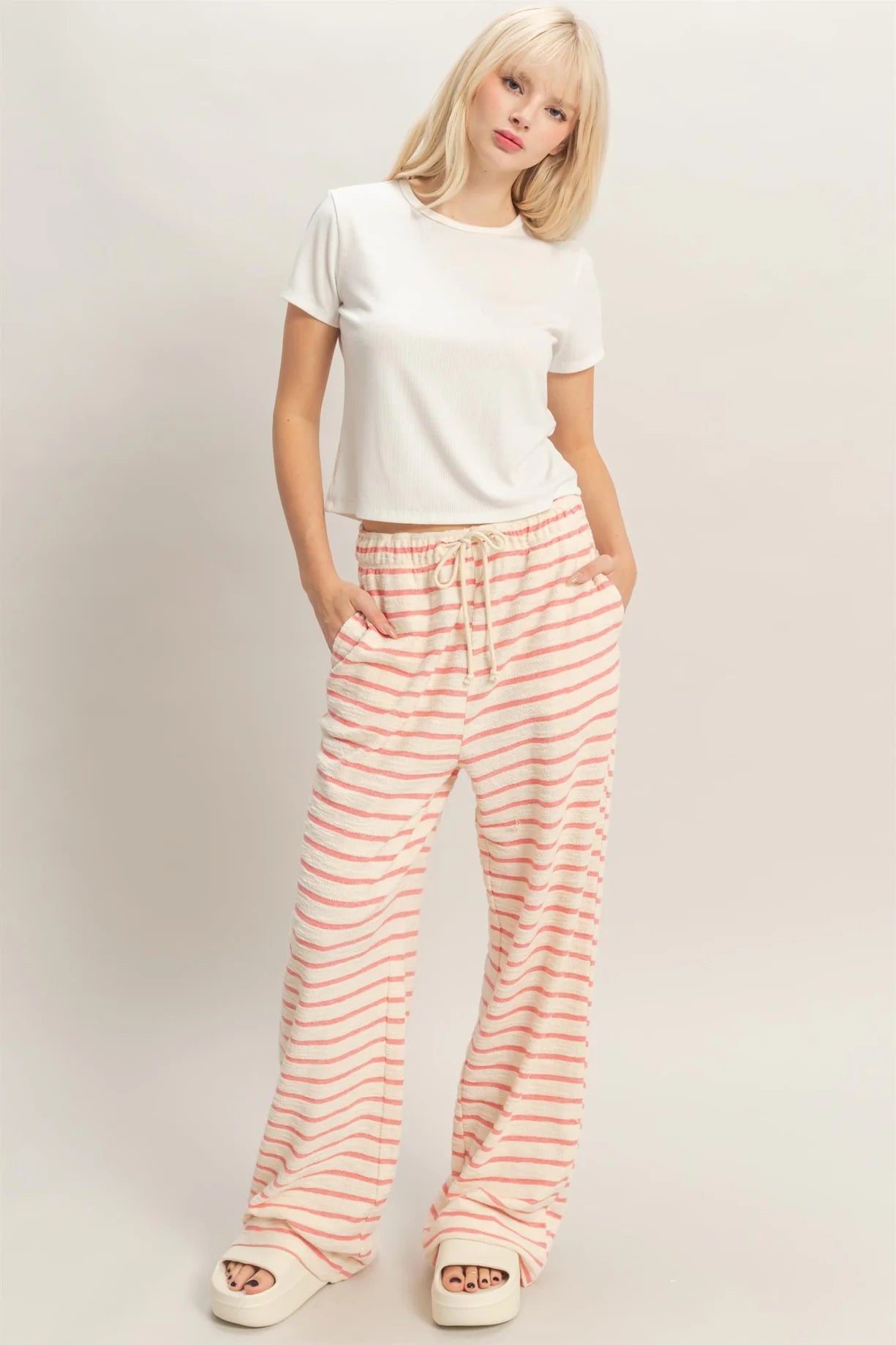 DZ26C078 Striped Wide Leg Pants