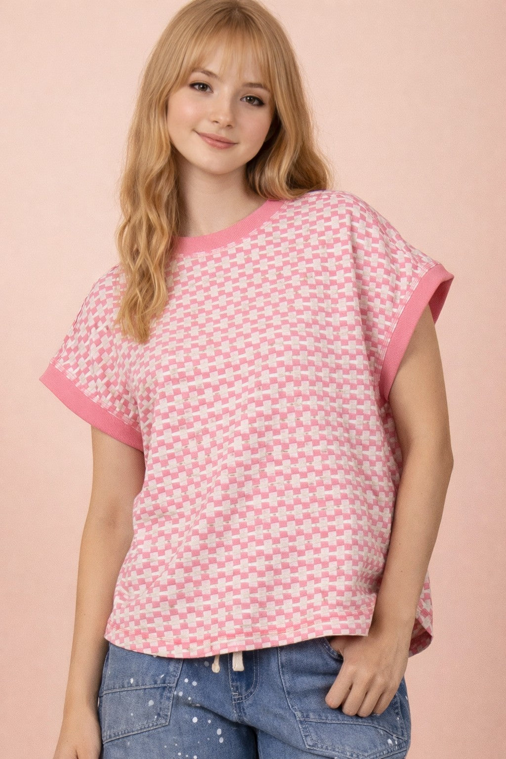 NT12607 Textured Casual Top