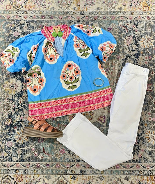 WC4973 Curvy Boho-Chic Embroidered Top