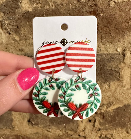 JM70491E Christmas Wreath Earrings