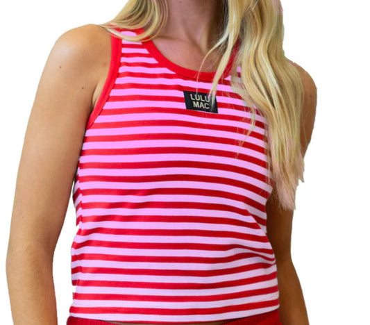 Red/Pink Stripe Society Tank Top