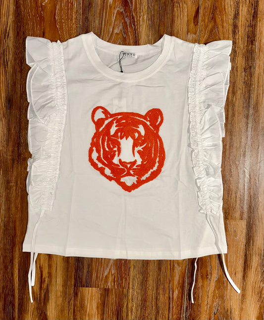 T240263 Tiger Shirring Sleeve Top