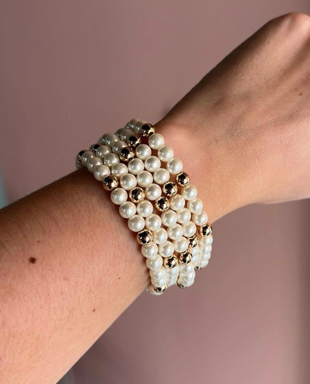 MB1158 Pearl and Gold Bracelets