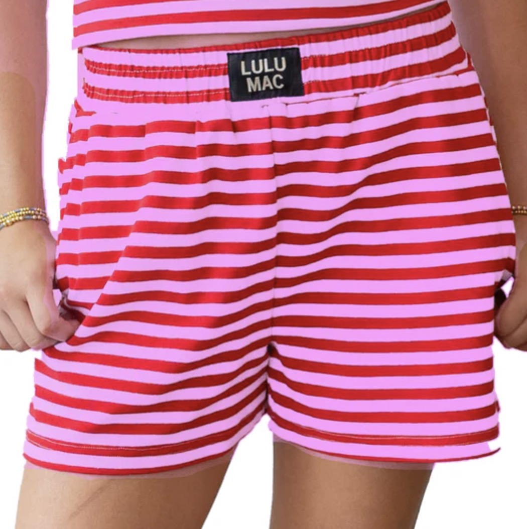 Red/Pink Stripe Society Shorts
