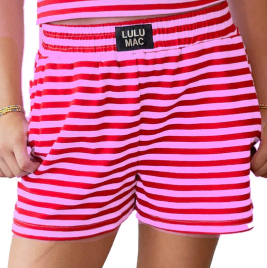 Red/Pink Stripe Society Shorts