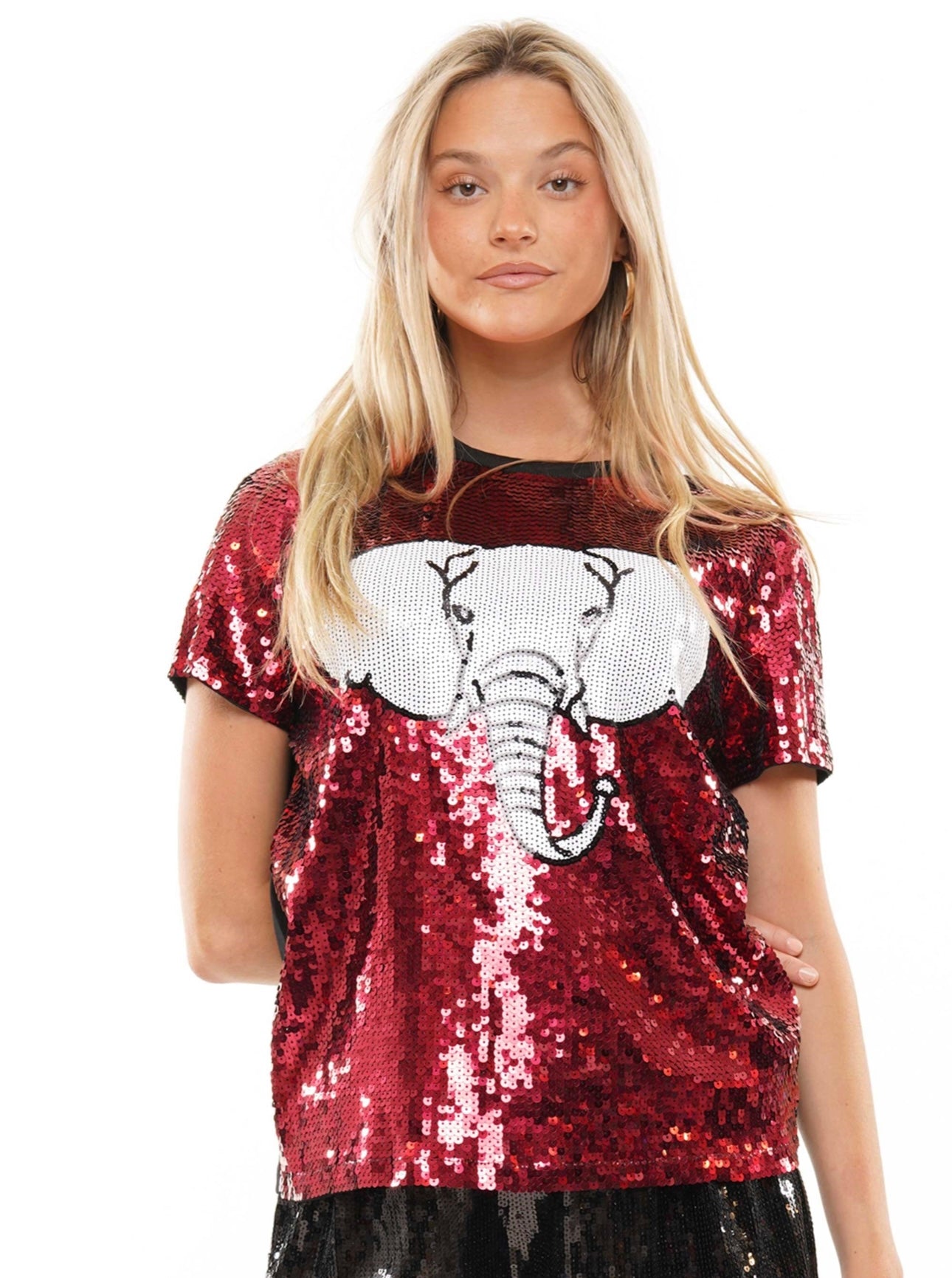 T230124 Elephant Game Day Sequin Top