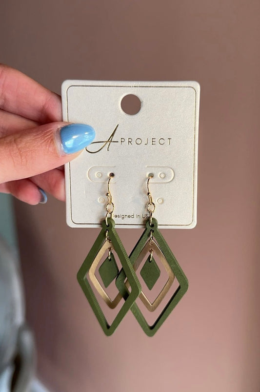 KE2466 Colored Rhombus Drop Earrings