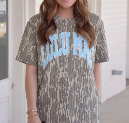 LM-TS-1001 LuLu Mac Mossy Oak Bottomland Print Tee with Light Blue