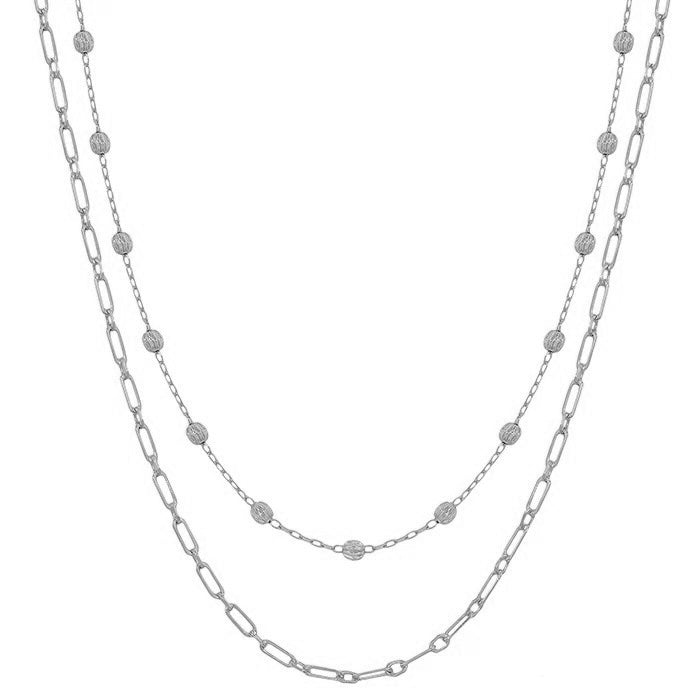 MNE1323 Water Resistant Double Layered Beaded Necklace