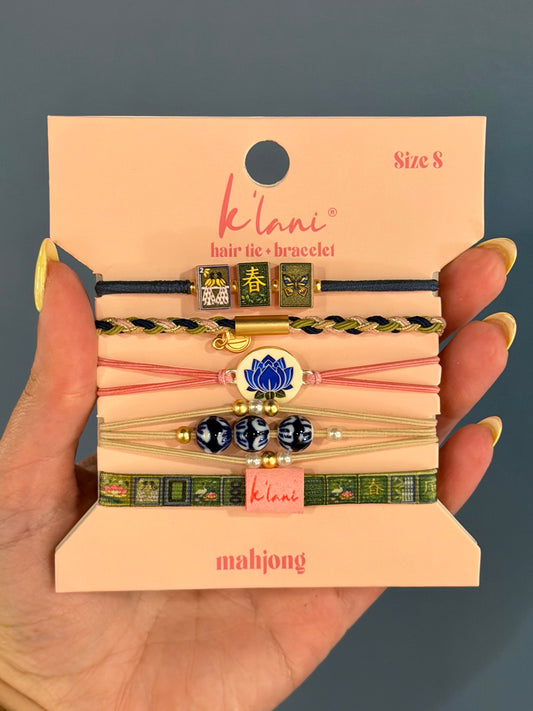 Mahjong Hair Tie + Bracelet Set