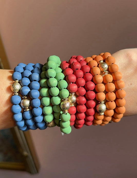 EMB1401 3 Row Colored Bead Bracelets