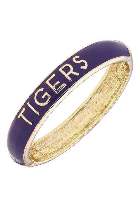 Tigers Sculpted Enamel Logo Hinge Bangle