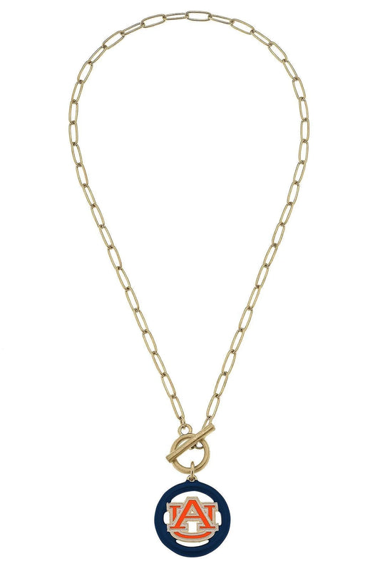 Auburn Tigers Enamel Logo T-Bar 16” Necklace