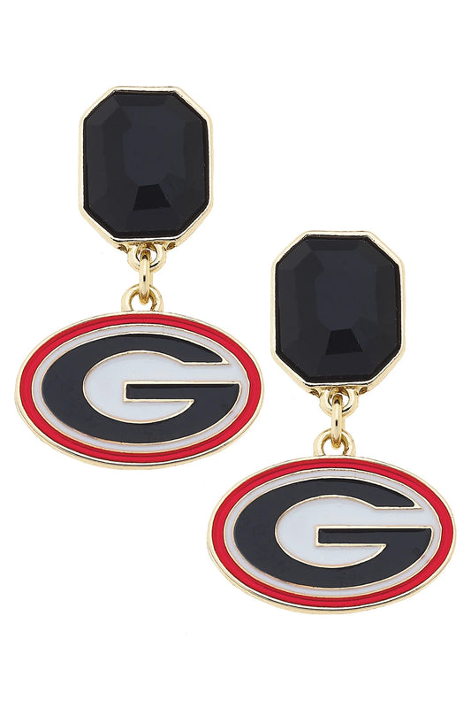 Georgia Bulldogs Rhinestone Enamel Logo Earrings
