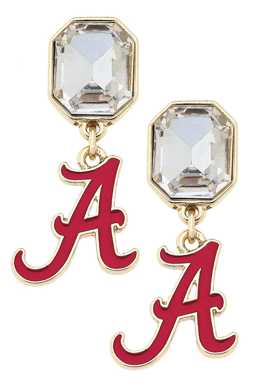 Alabama Crimson Tide Rhinestone Enamel Logo Earrings