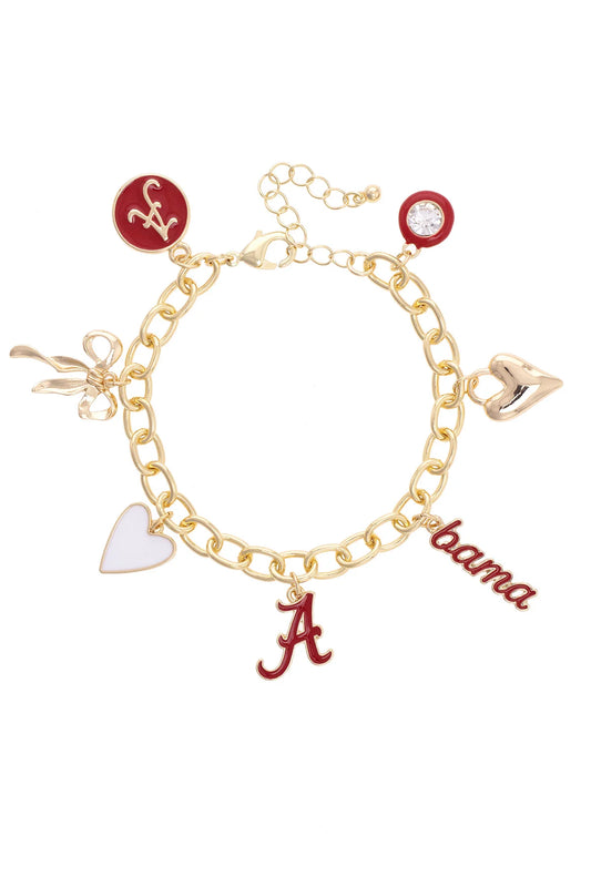 Alabama Crimson Tide Enamel Icons Charm Bracelet