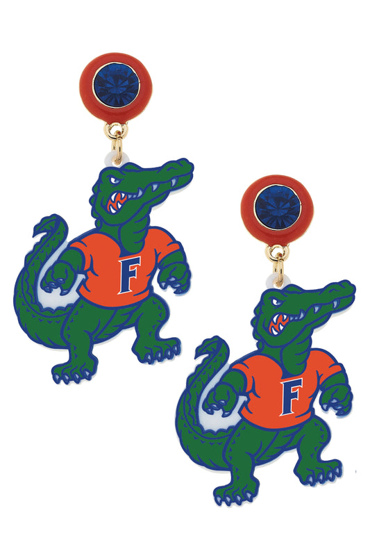 Florida Albert Gator Resin Mascot Earrings