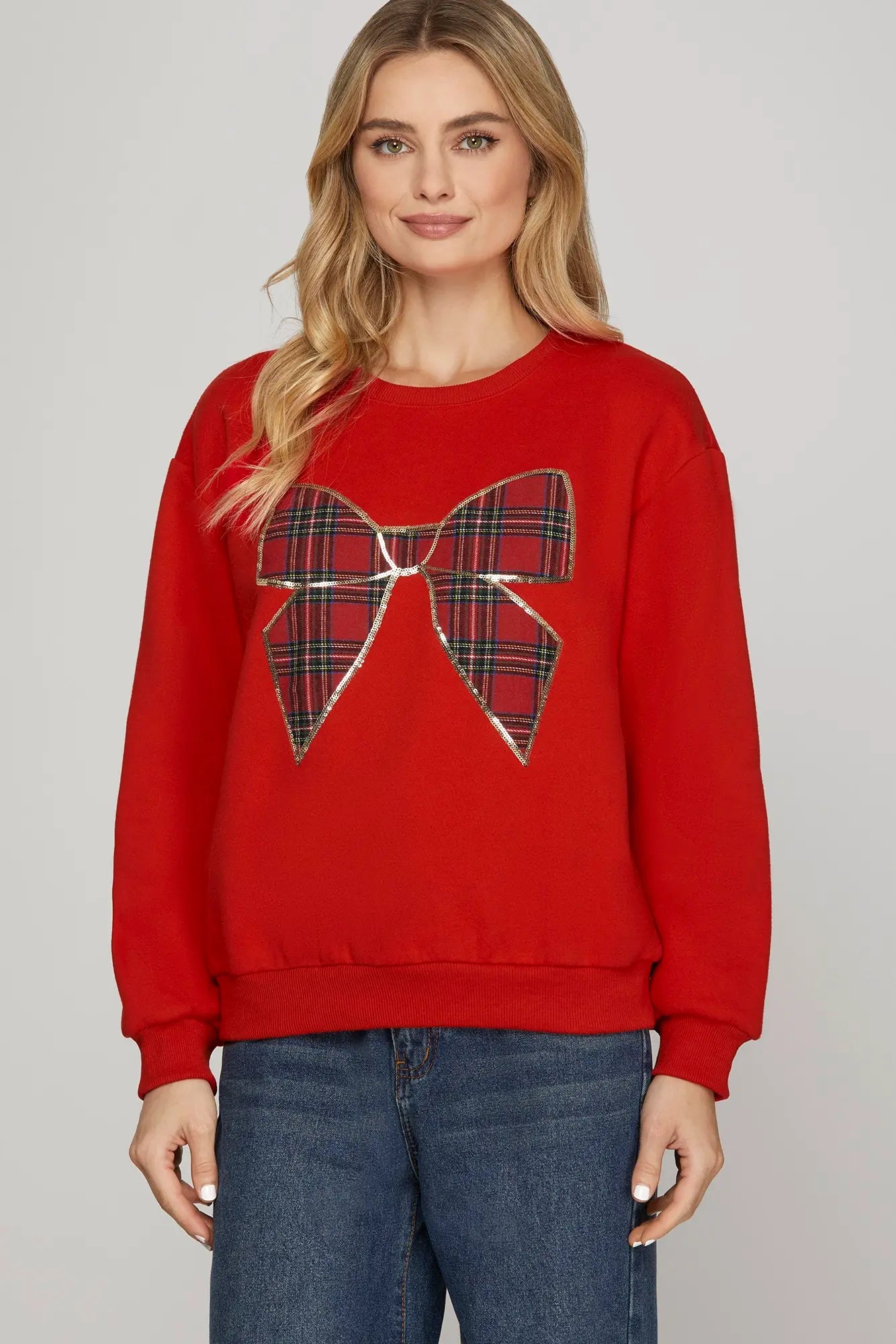 SY7848 Christmas Plaid Bow Top