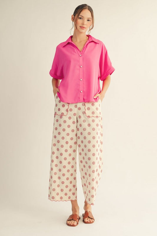 M50077-1 Wide Leg Polka Dot Pants