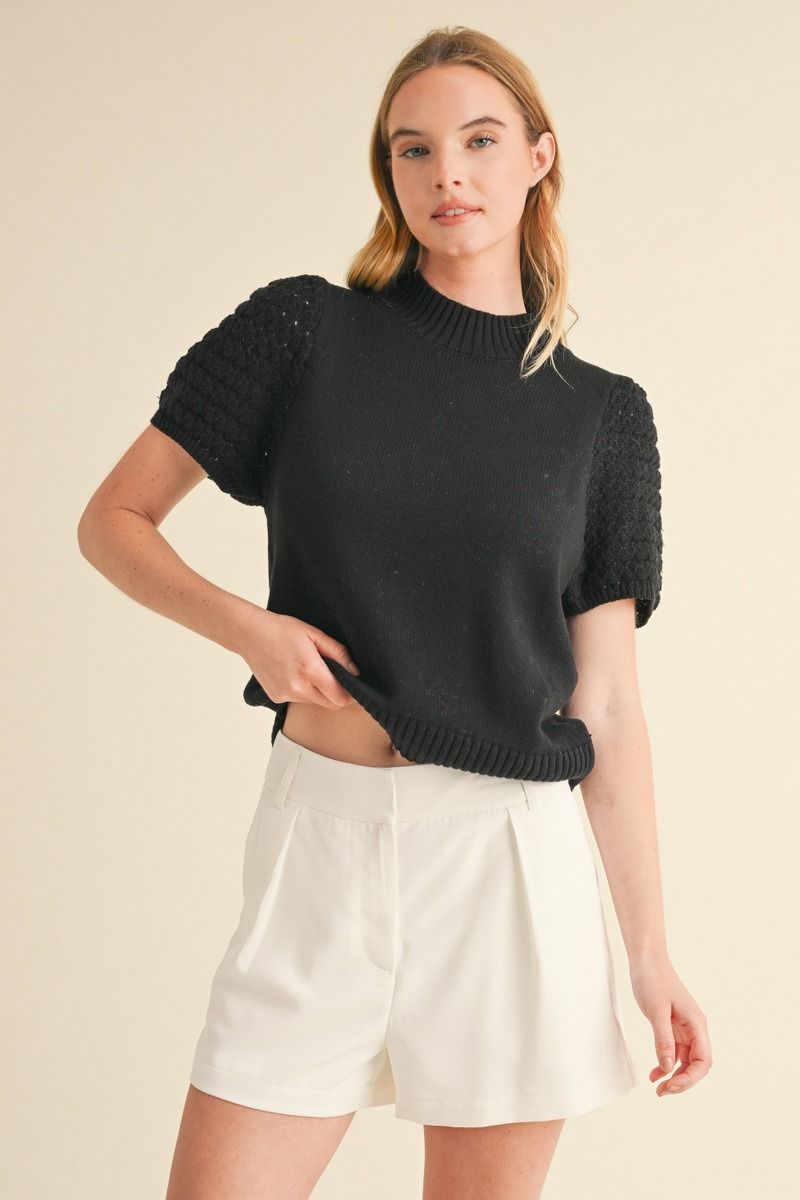 H12257 Mock Neck Top