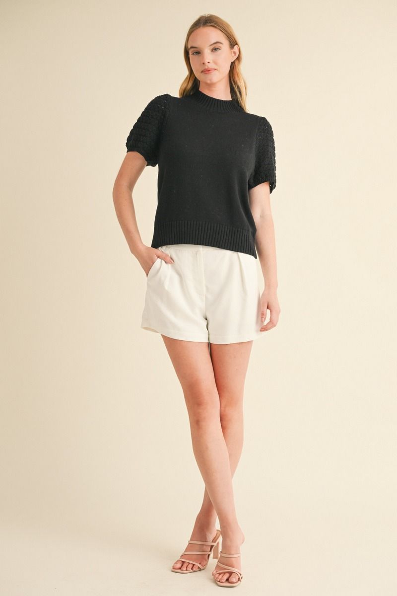 H12257 Mock Neck Top