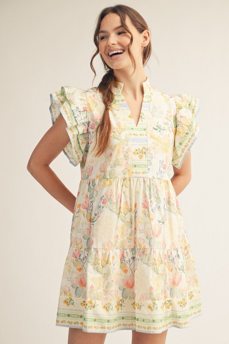 J50613 Floral Babydoll Dress