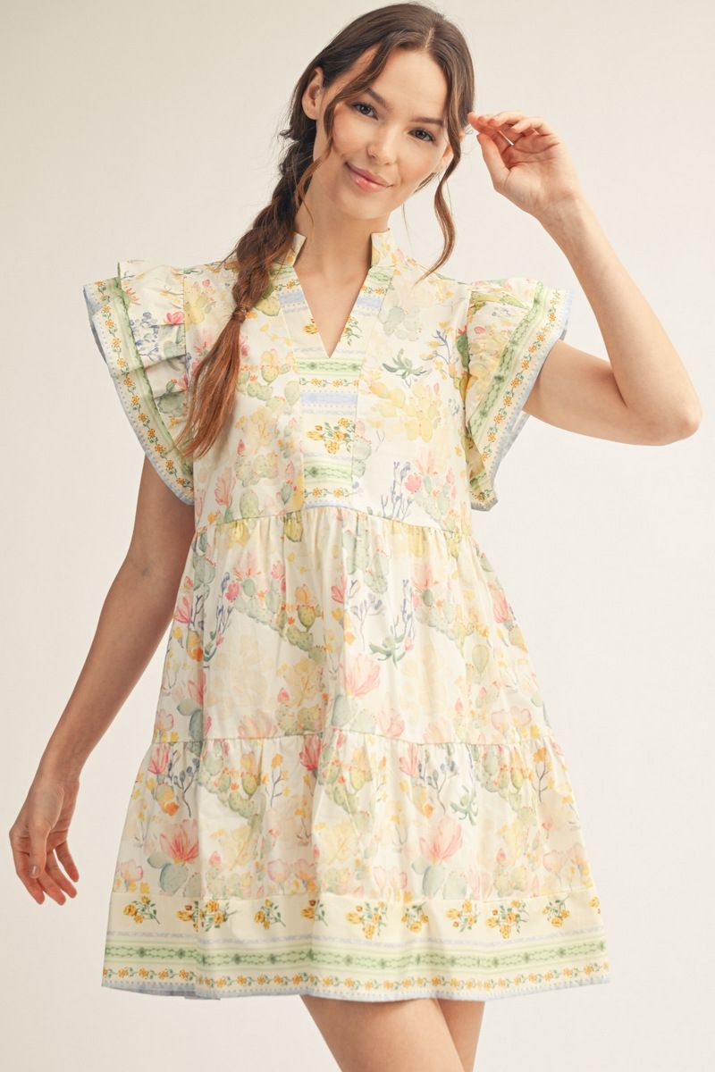 J50613 Floral Babydoll Dress